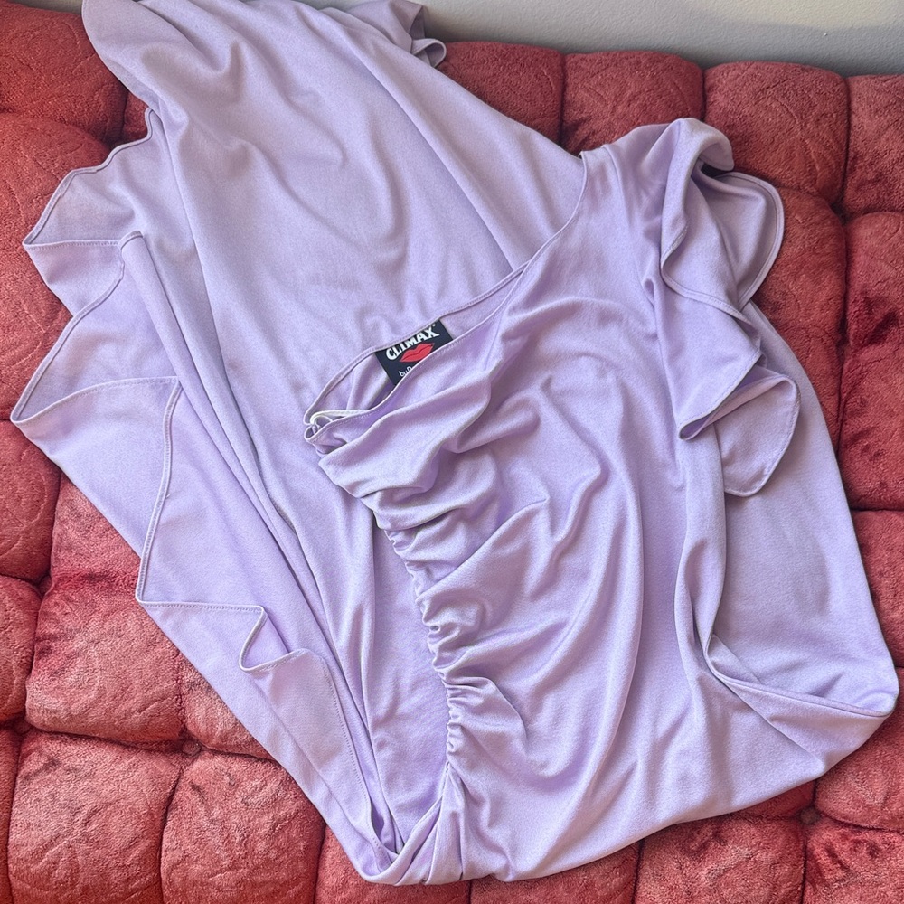 90s Does 80s Lavender One Shoulder Ruffled Gown